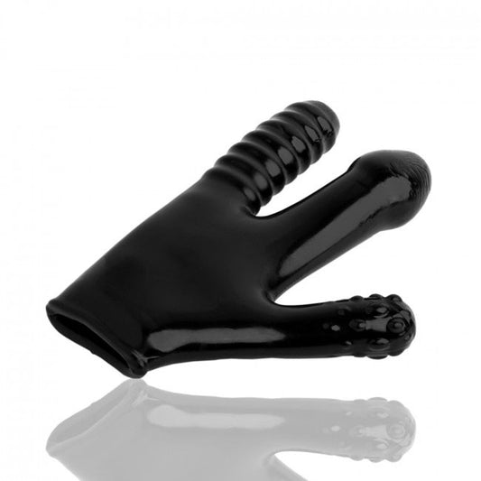 Black Oxballs Claw Dildo Glove, designed for anal play with textured claw detail.