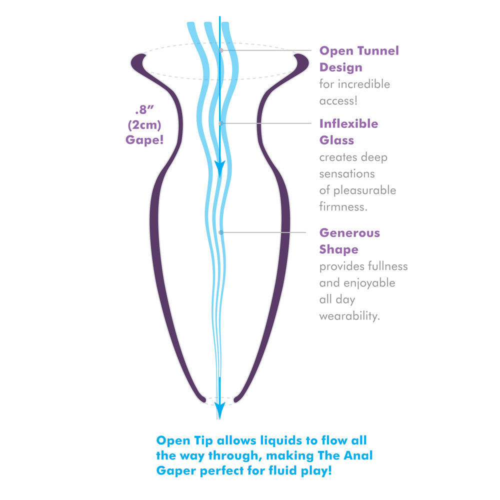 PipeDream glass anal gaper for beginners, clear with a smooth finish, ideal for tunnel stretching.
