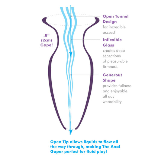 PipeDream glass anal gaper for beginners, clear with a smooth finish, ideal for tunnel stretching.