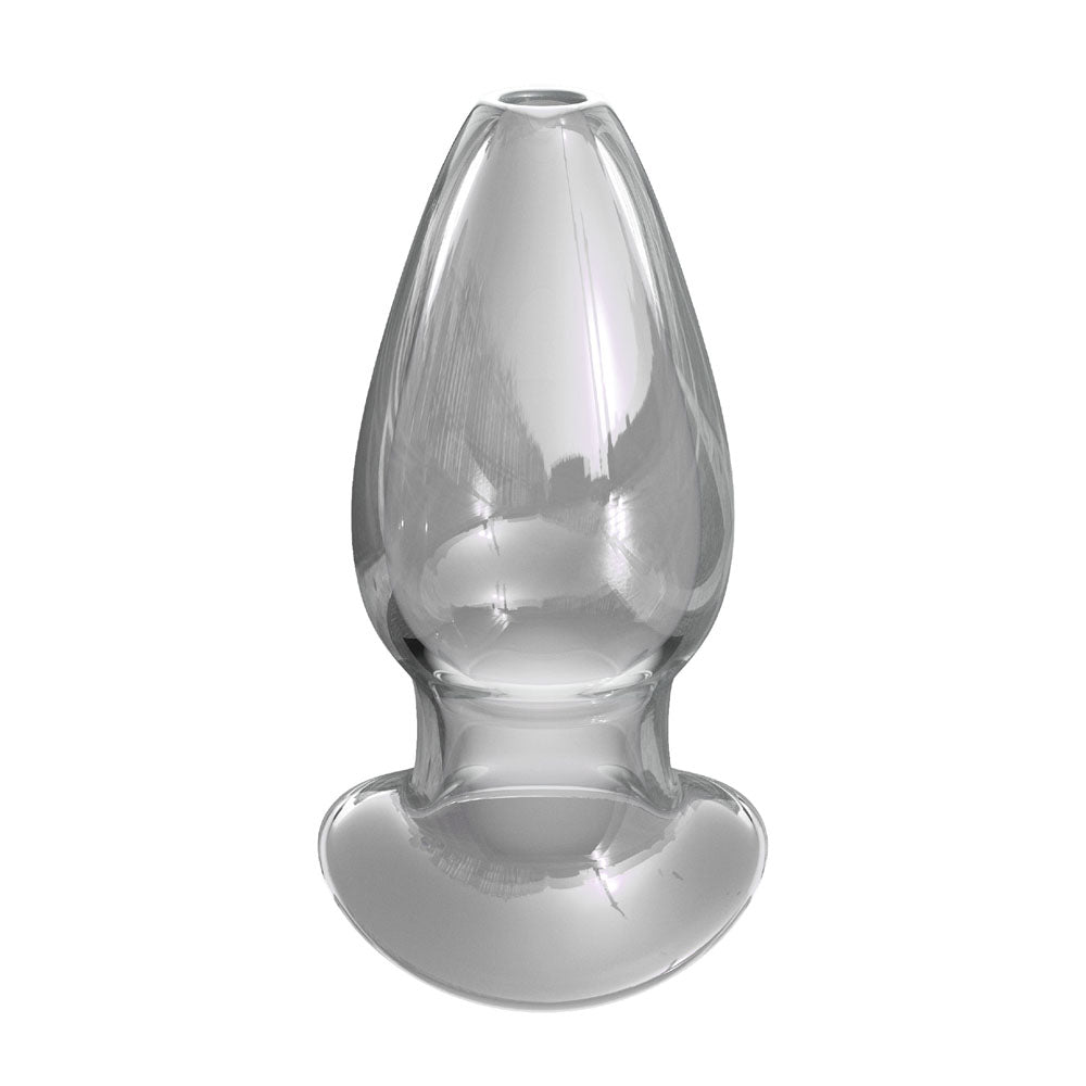 PipeDream glass anal gaper with a tunnel design, for stretching and pleasure.