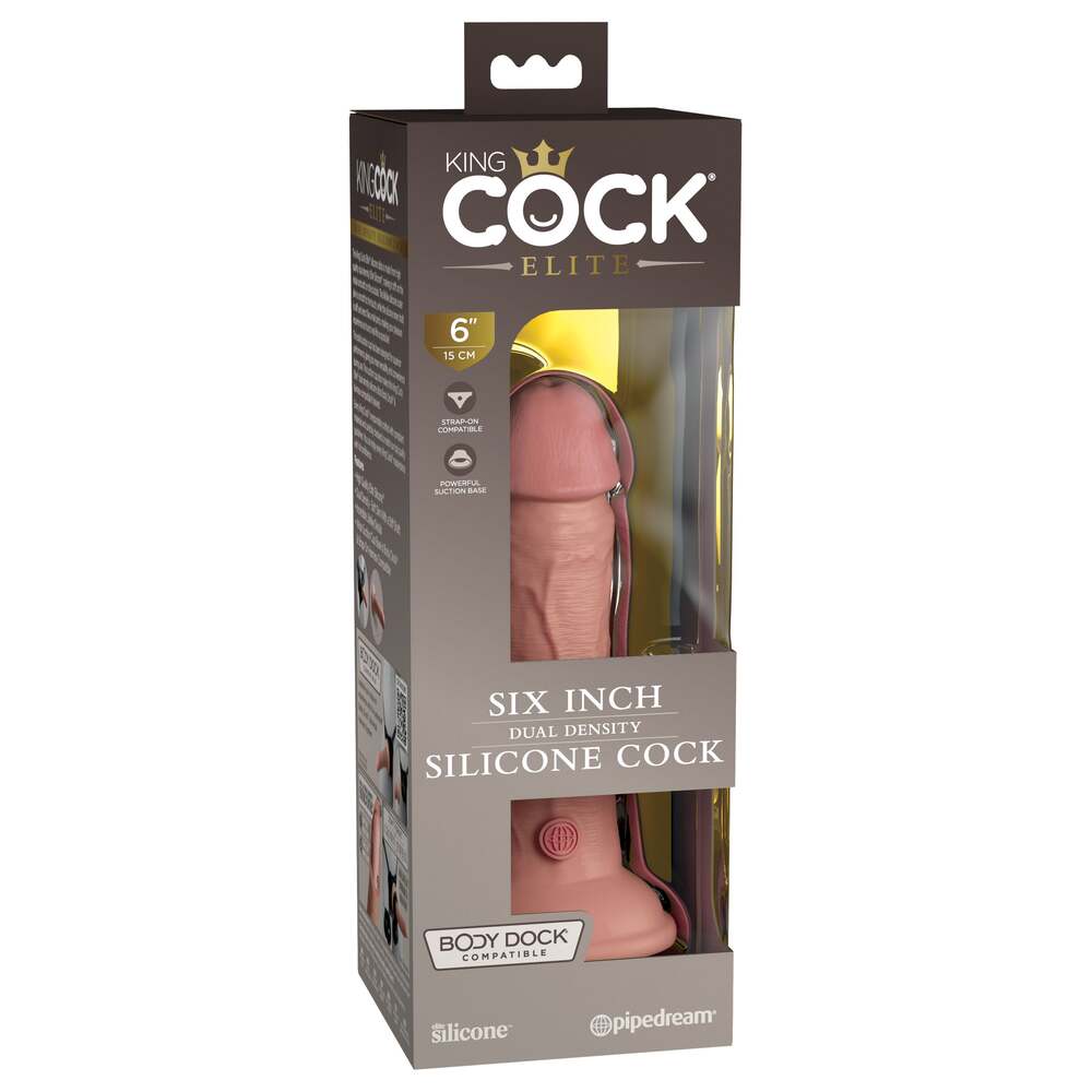 Caramel-coloured, dual-density penis dildo, six inches long, for adult pleasure