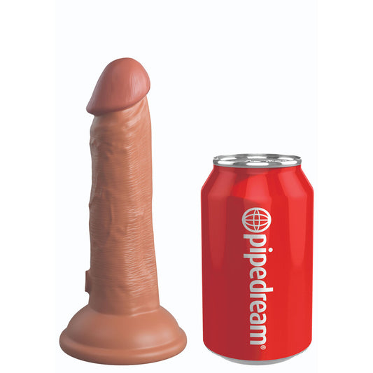 Flesh brown, 6-inch dual density vibrating dildo made from realistic material, a penis dildo.