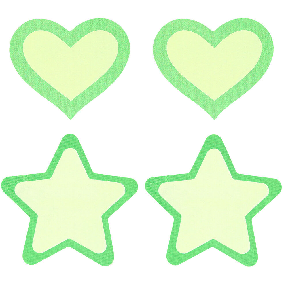 A pair of circular, glow-in-the-dark Peekaboo pasties, perfect for adding a playful touch.