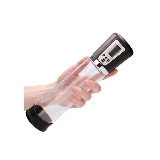 shots toys rechargeable penis pump with lcd display for targeted size enhancement