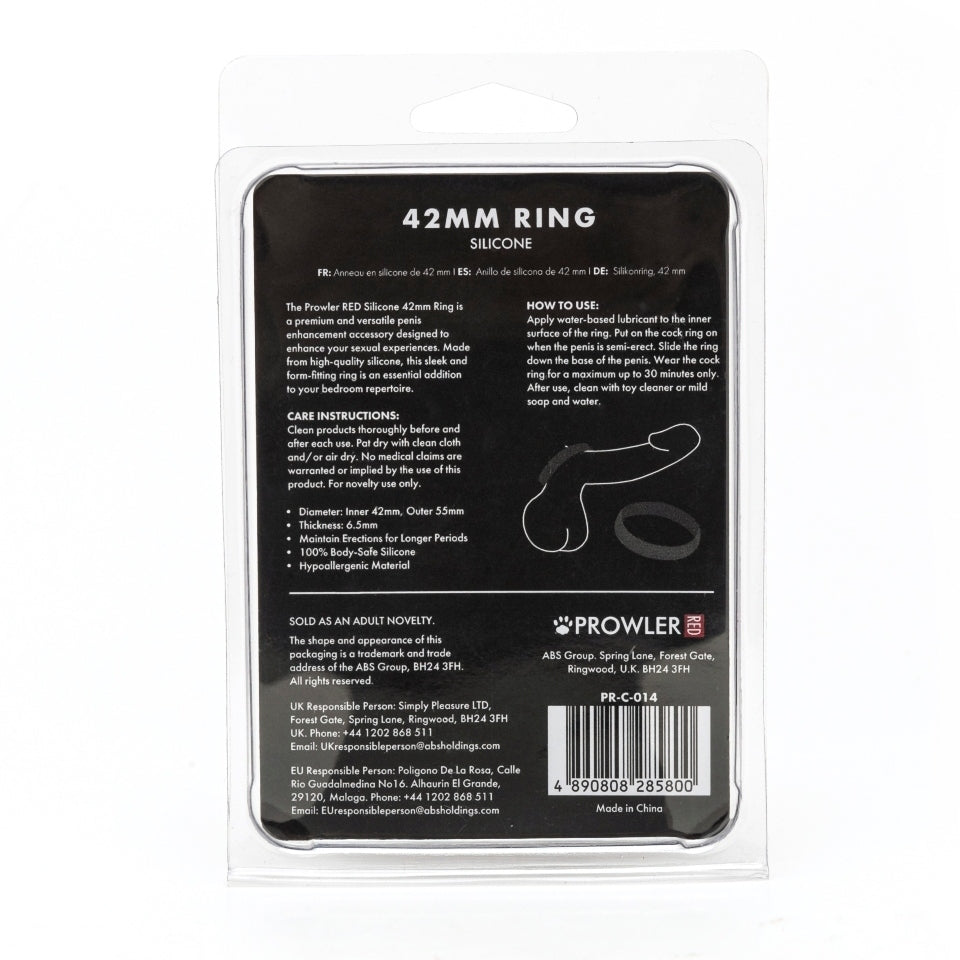 Prowler red silicone ring, 42mm size, a modern and comfortable love ring option.