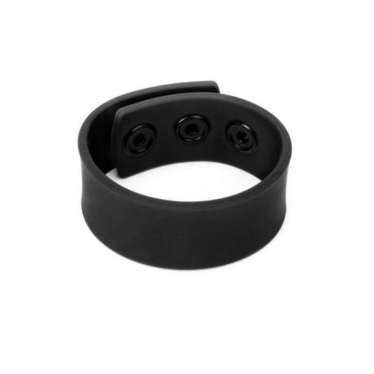 Prowler red silicone cock strap with adjustable black band for love rings.