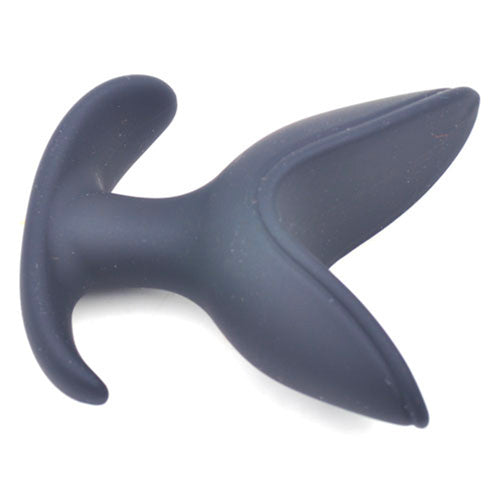 Black silicone butt plug with tunnel, suitable for stretching and anal play