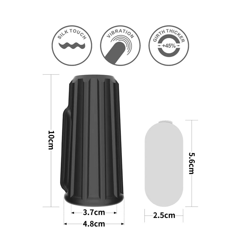 ridged vibrating penis and scrotum sleeve for enhanced pleasure, made by Lovetoy in neutral colours