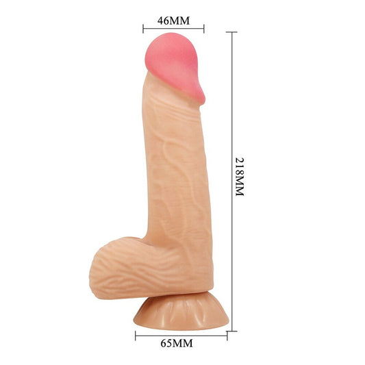 Realistic, skin-toned Pretty Love dildo with a smooth, sliding design, approximately 8 inches.