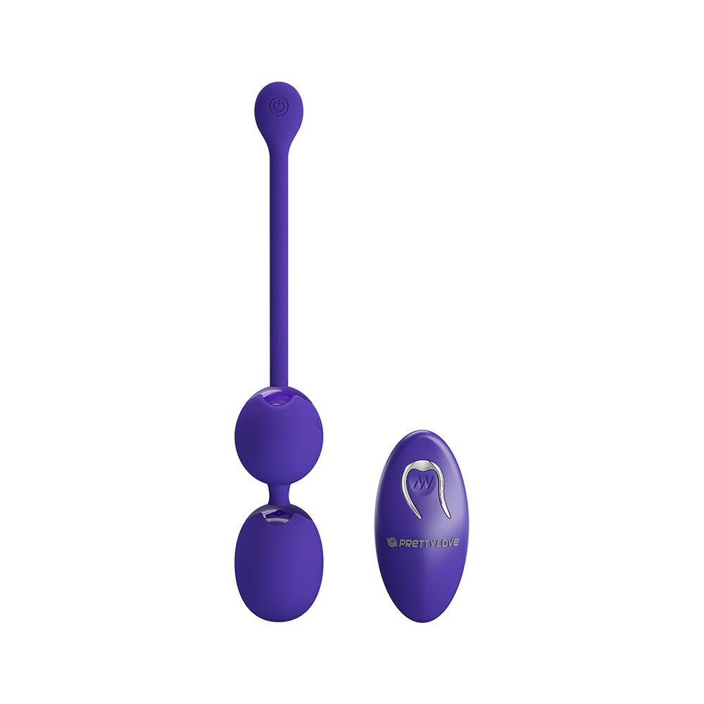 Pretty Love remote control kegel balls for pelvic floor exercise, purple silicone.