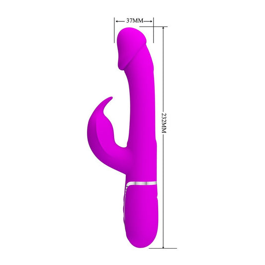 pretty love kampas rechargeable rabbit vibrator, purple silicone with dual stimulation features
