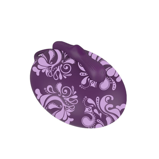 A purple, sit-on vibrator from various toy brands, designed for bouncy bliss and pleasure.