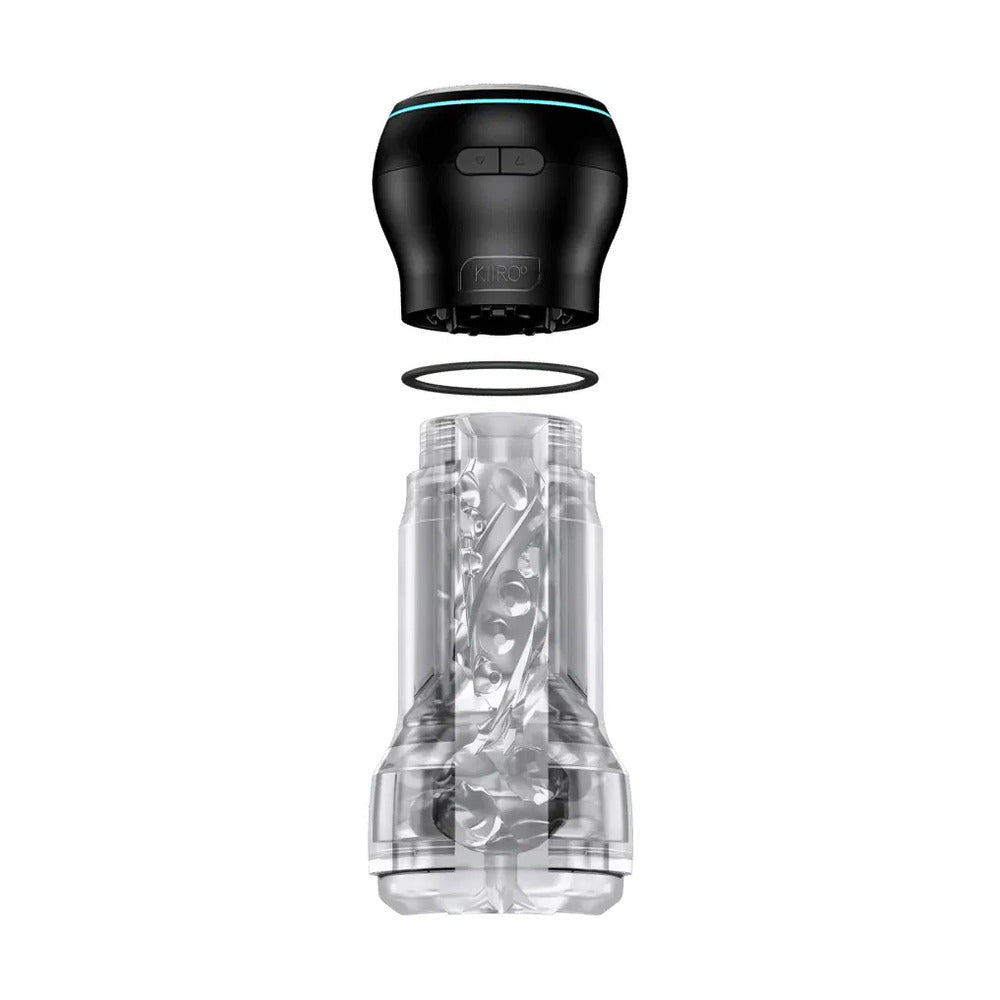 The Kiiroo Feel Pocket Powerblow masturbator, a textured grey pleasure toy for men.