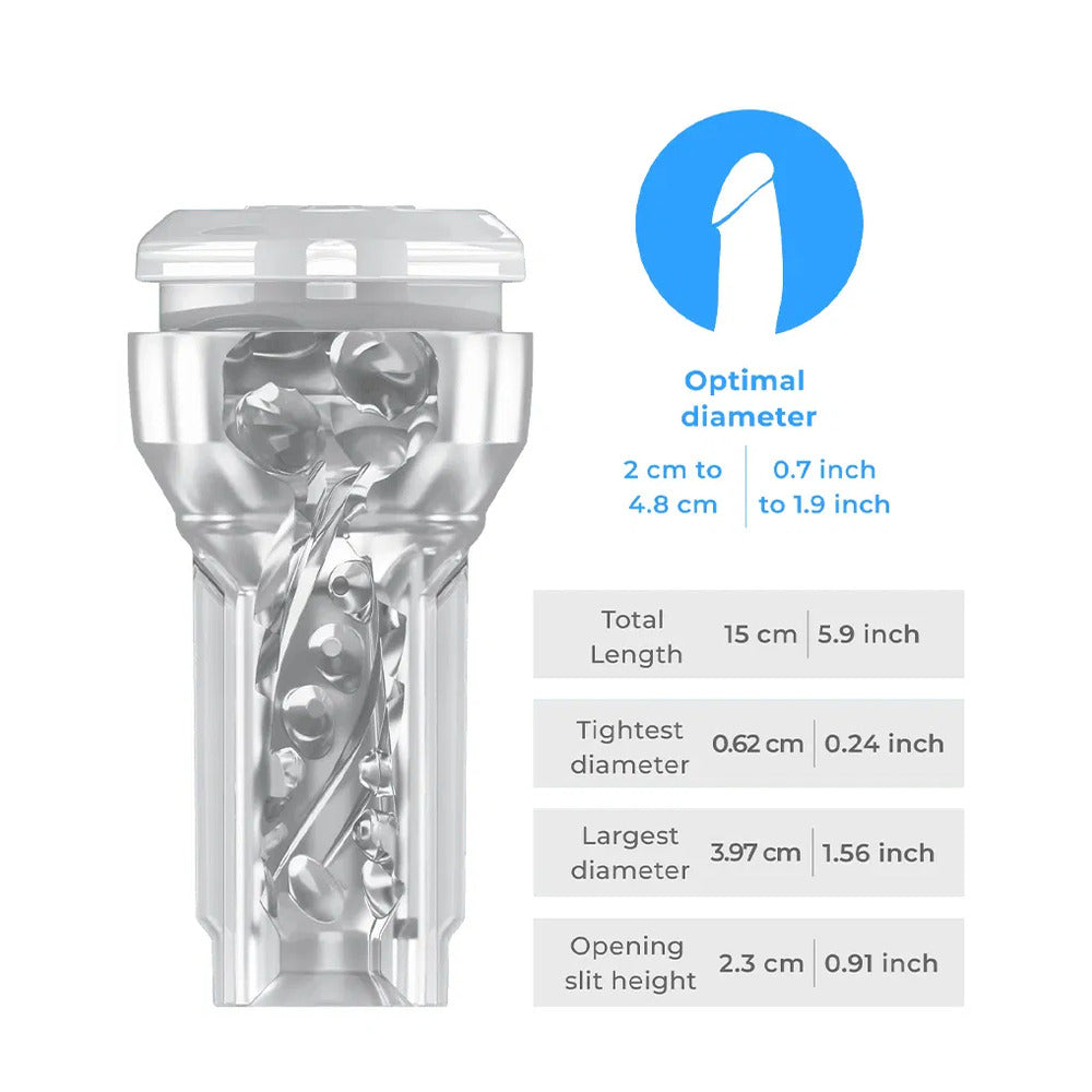 Kiiroo feel pocket powerblow masturbator, a compact vibrating pleasure device with textured interior.