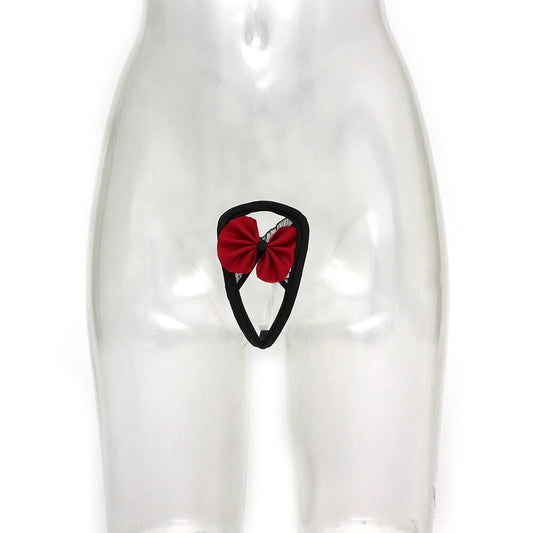 rimba sexy black and red strapless c-string for women, a daring lingerie choice.