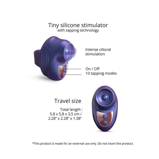 Love to Love Kisscool finger vibe, a small, blue silicone clitoral stimulator.