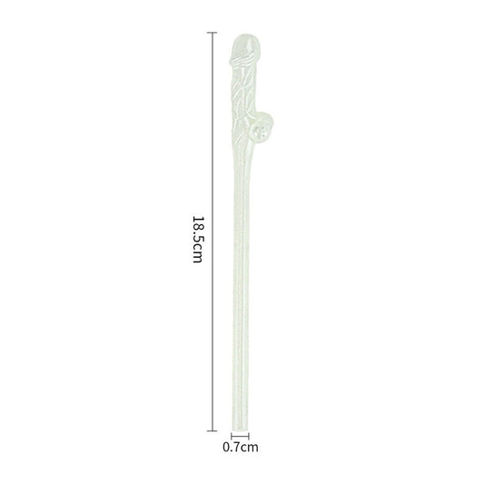 Glow-in-the-dark willy straws, pack of nine novelty drinking straws for hen and stag nights.