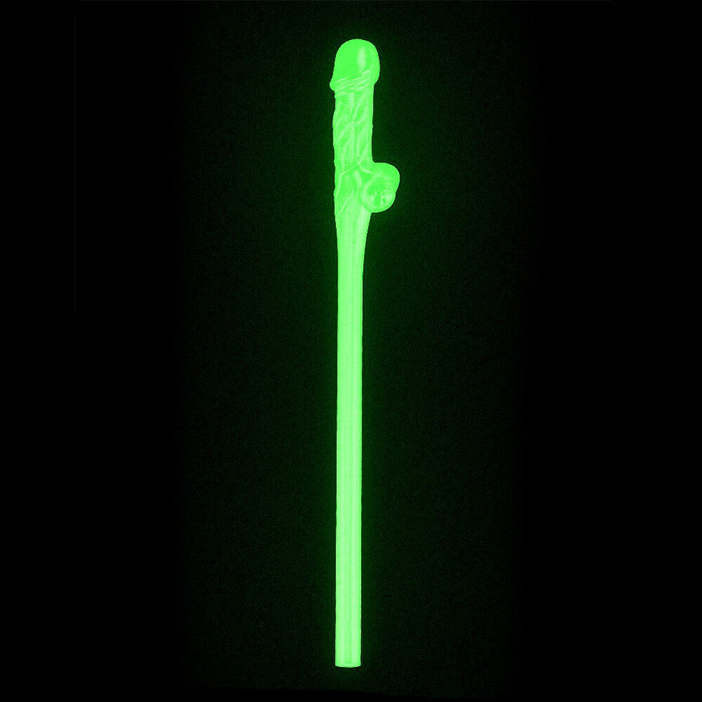 A pack of nine glow-in-the-dark willy straws, ideal for hen and stag nights.