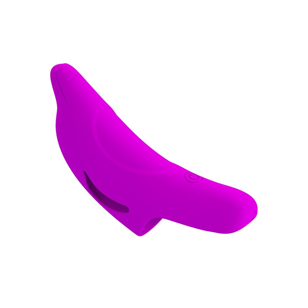 Dream Toys Delphini finger vibe: close-up shows a sleek, purple silicone pleasure toy