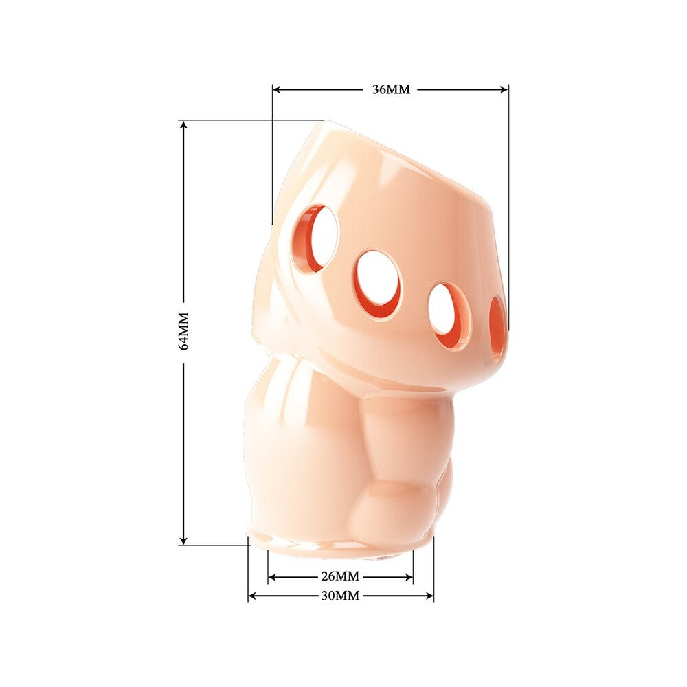 Flesh pink Pretty Love 'Oscar' penis sleeve, enhancing pleasure and extending performance, ribbed for her delight.