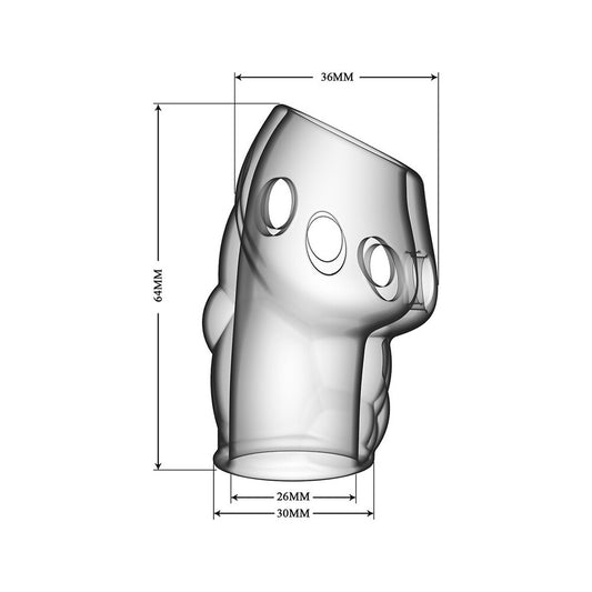 clear pretty love oscar penis sleeve showing the textured shaft and glans enhancer