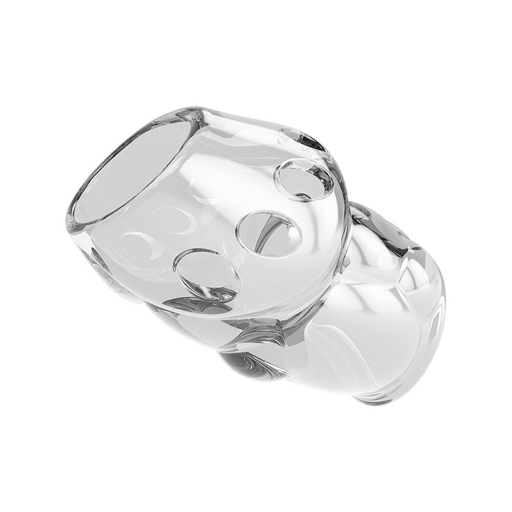 pretty love oscar penis sleeve in clear, showing the textured detail for enhanced pleasure.