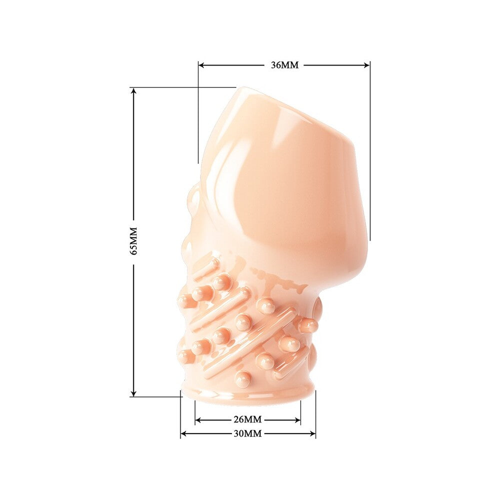 Flesh pink penis sleeve by Pretty Love, a textured, reusable pleasure enhancer.