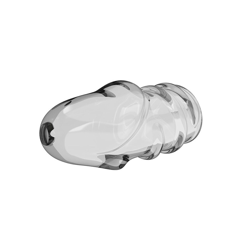clear pretty love jeremy penis sleeve, a transparent textured enhancer for added pleasure