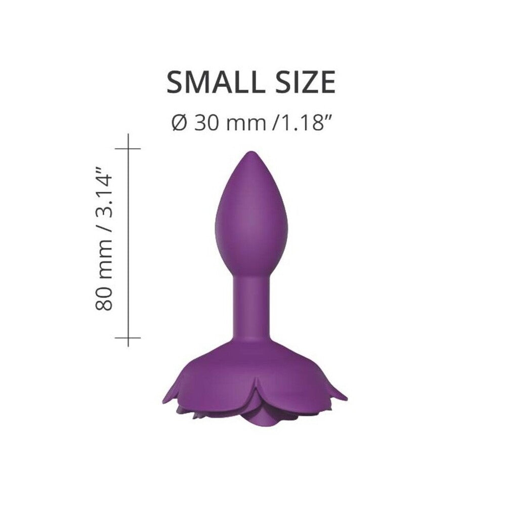 Love To Love rose shaped small butt plug in a smooth, pale pink silicone finish