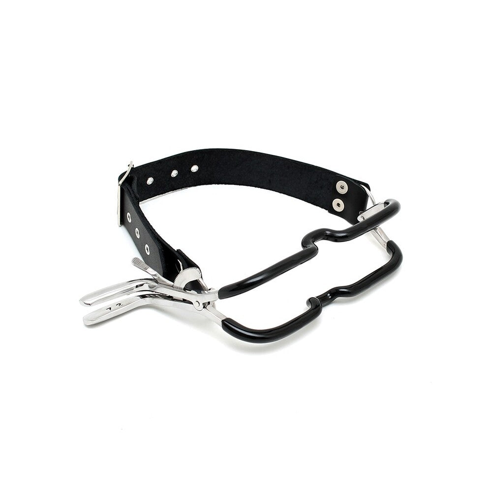 rimba jennings mouth clamp with black strap, part of the gag and bits collection