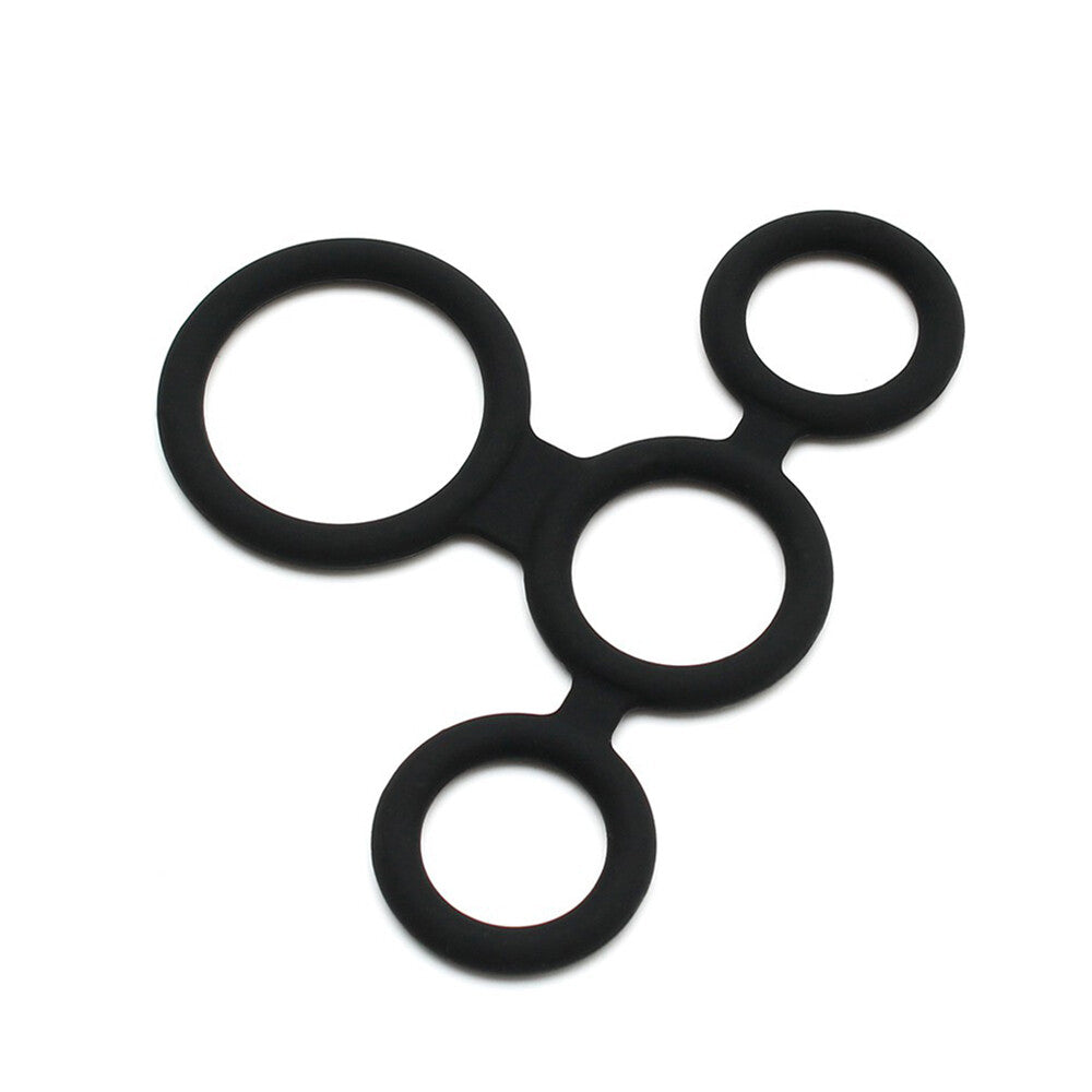 rimba quatro cock ring and ball splitter made of smooth, black metal for bondage play