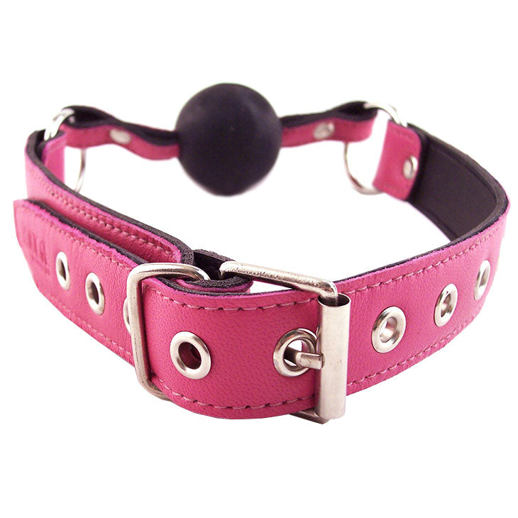 rouge garments pink ball gag, a cheeky and playful accessory for intimate fun.