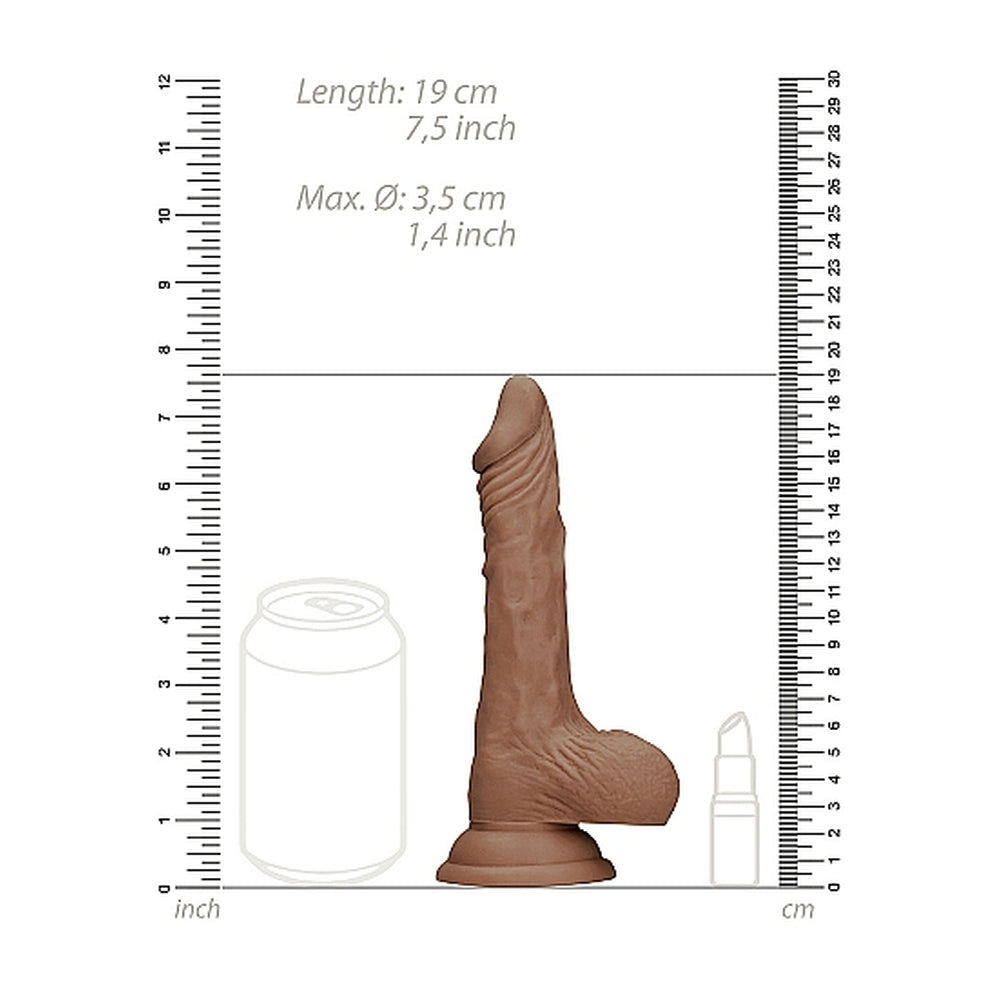 Flesh-toned, realistic seven-inch dildo from Shots Toys with lifelike testicles and detailing.