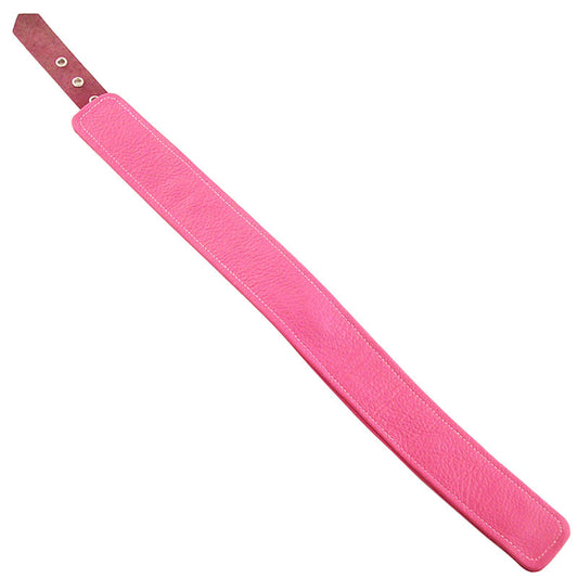 Plain pink leather dog collar from rouge garments, a stylish accessory for your pooch.