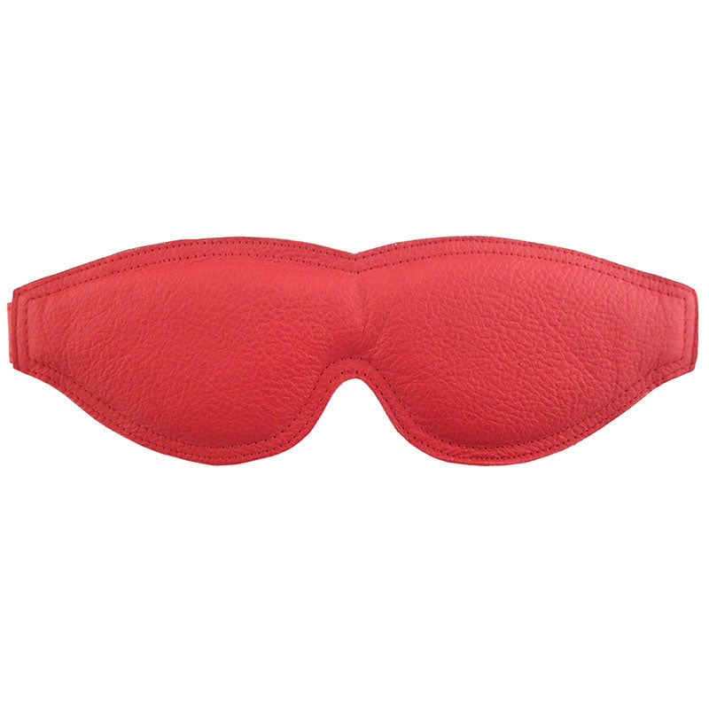 A large, padded red blindfold by rouge garments, ideal for sensory deprivation play.