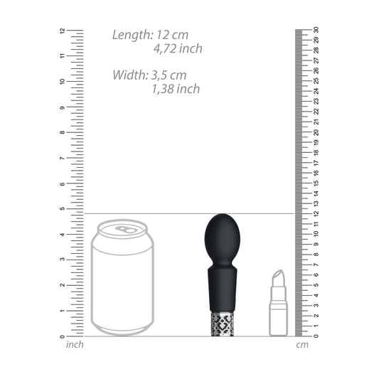 A sleek, black, rechargeable bullet vibrator from Shots Toys, a mini vibrator for discreet pleasure.