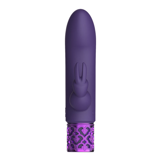 Purple, rechargeable rabbit vibrator from shots toys, a dazzling gem for pleasure and play.