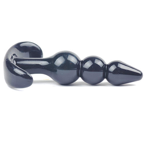Small black beaded anal plug from various toy brands, ideal for beginners.