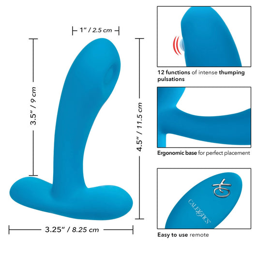 Remote-controlled vibrator with pulsing action, designed for g-spot stimulation, in a smooth, pale finish.