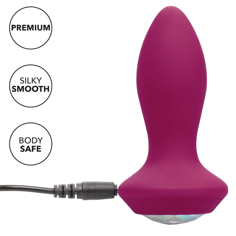 petite vibrating butt plug with crystal probe, a gem-shaped base, for anal pleasure.