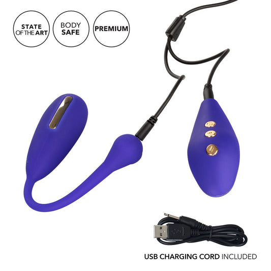 California Exotic impulse intimate estim remote kegel exerciser, a grey and silver vaginal training device.