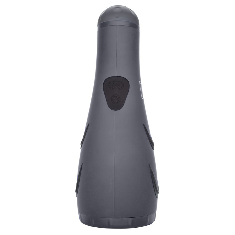 Blue silicone california exotic apollo hydro power stroker, a waterproof vibrating masturbator.
