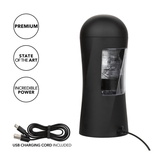 California Exotic bionic power stroker masturbator, vibrating with realistic texture, for a thrilling experience.