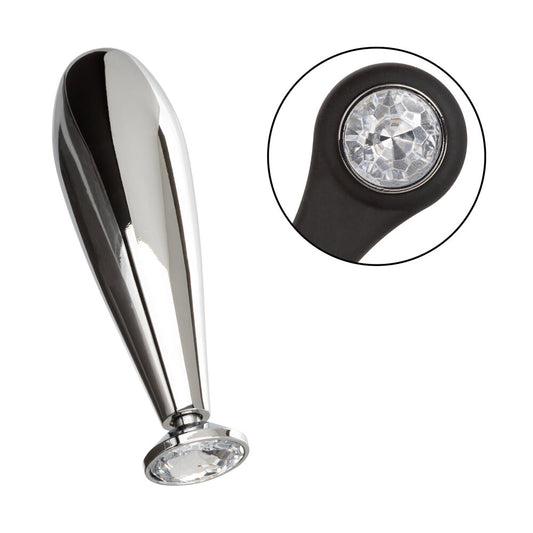 The 'star fucker' butt plug and cockring in smooth, polished metal, perfect for erotic play.