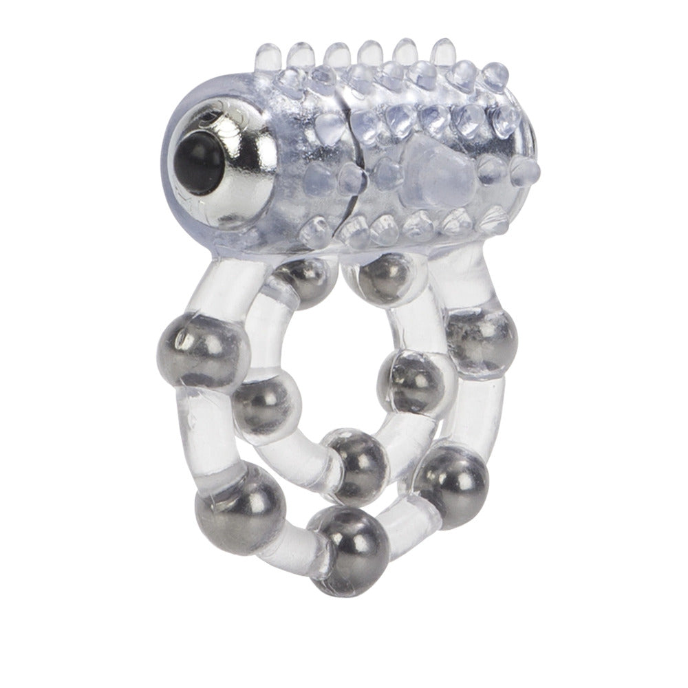 A stretchy, multi-beaded cock ring for enhancing pleasure during intimate moments, love ring vibrator.