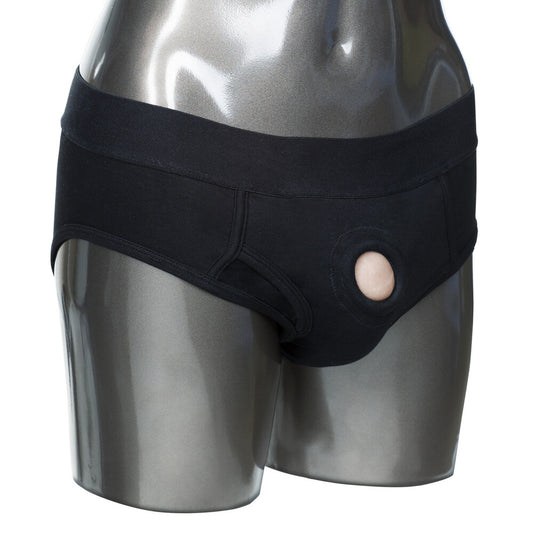 California Exotic packer gear brief harness, extra small to small size, for strap-on fun.