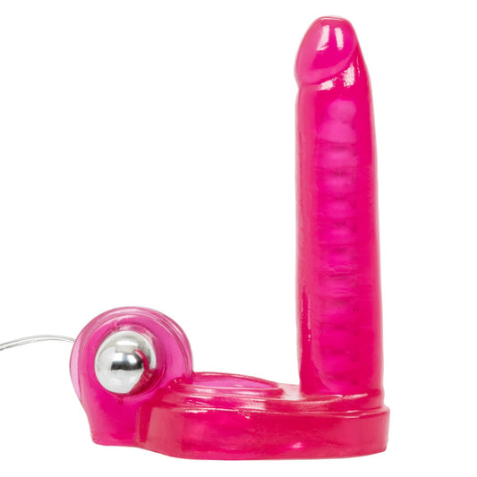 California Exotic vibrating cock ring with double dildos, for ultimate pleasure and stimulation.