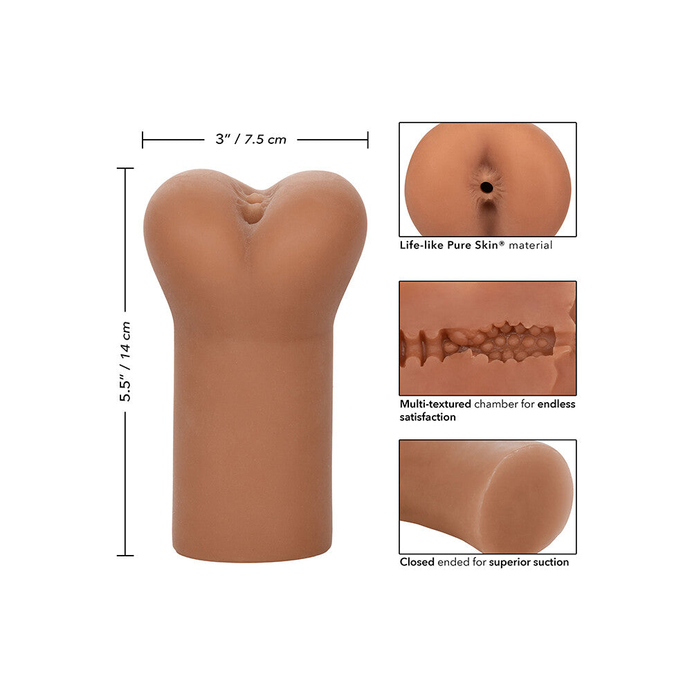 Flesh brown anus masturbator by california exotic, realistic texture for boundless pleasure.