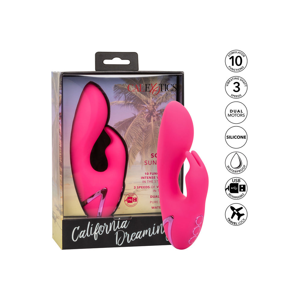 Californian sunshine dual vibe vibrator with clit stimulator, in a smooth, dreamy white finish.