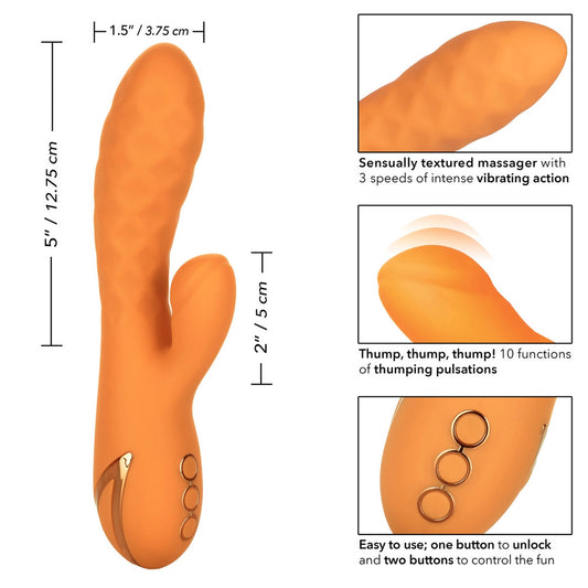 Rechargeable vibrator with clit stimulator in a dusky pink, perfect for solo fun.